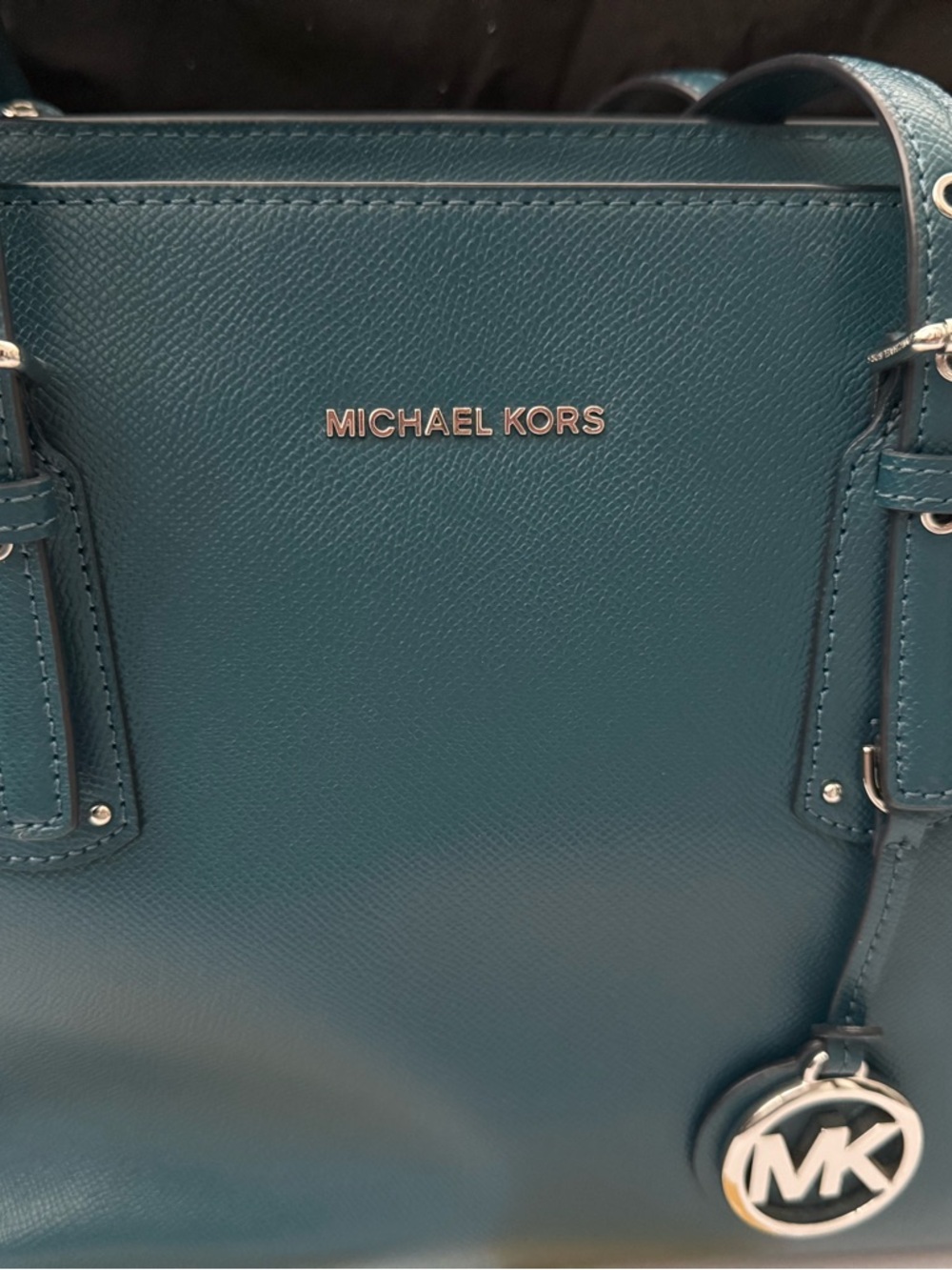 Michael Kors Teal Saffiano Tote with Logo Charm
